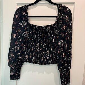 Reformation Floral Square Neckline Top
